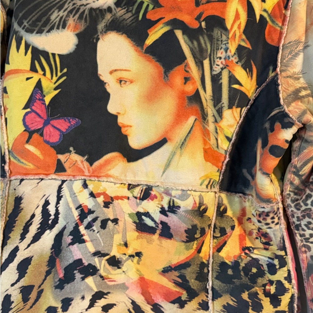 Vintage Alberto Makali Sherpa Lined Art Jacket Zip Front Multicolor S M - Picture 12 of 16